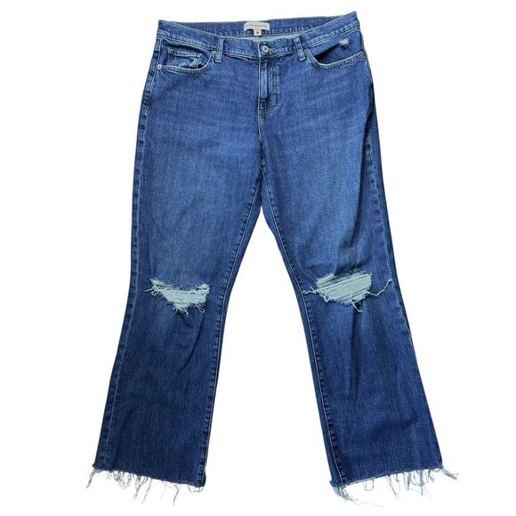 LUCKY BRAND Easy Rider Boot Cut Jeans Size 14/32 A Distressed Raw Hem 30” Inseam - Picture 1 of 6